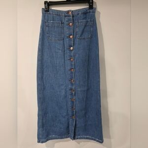 Denim Button-Down Maxi Skirt